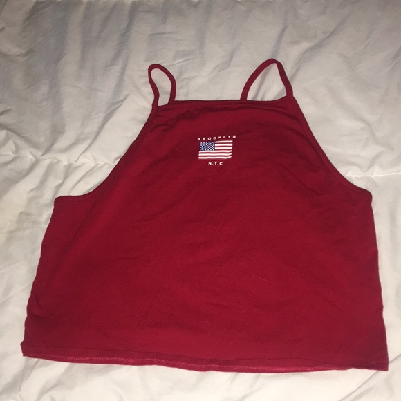 Brooklyn NYC Red Cropped Halter Top - Picture 1 of 4